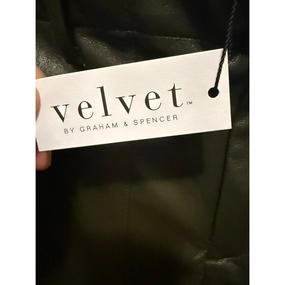 Vegan Leather Olive Green Jogger Pants By Velvet Graham & Spencer Size 6 - Picture 3 of 7